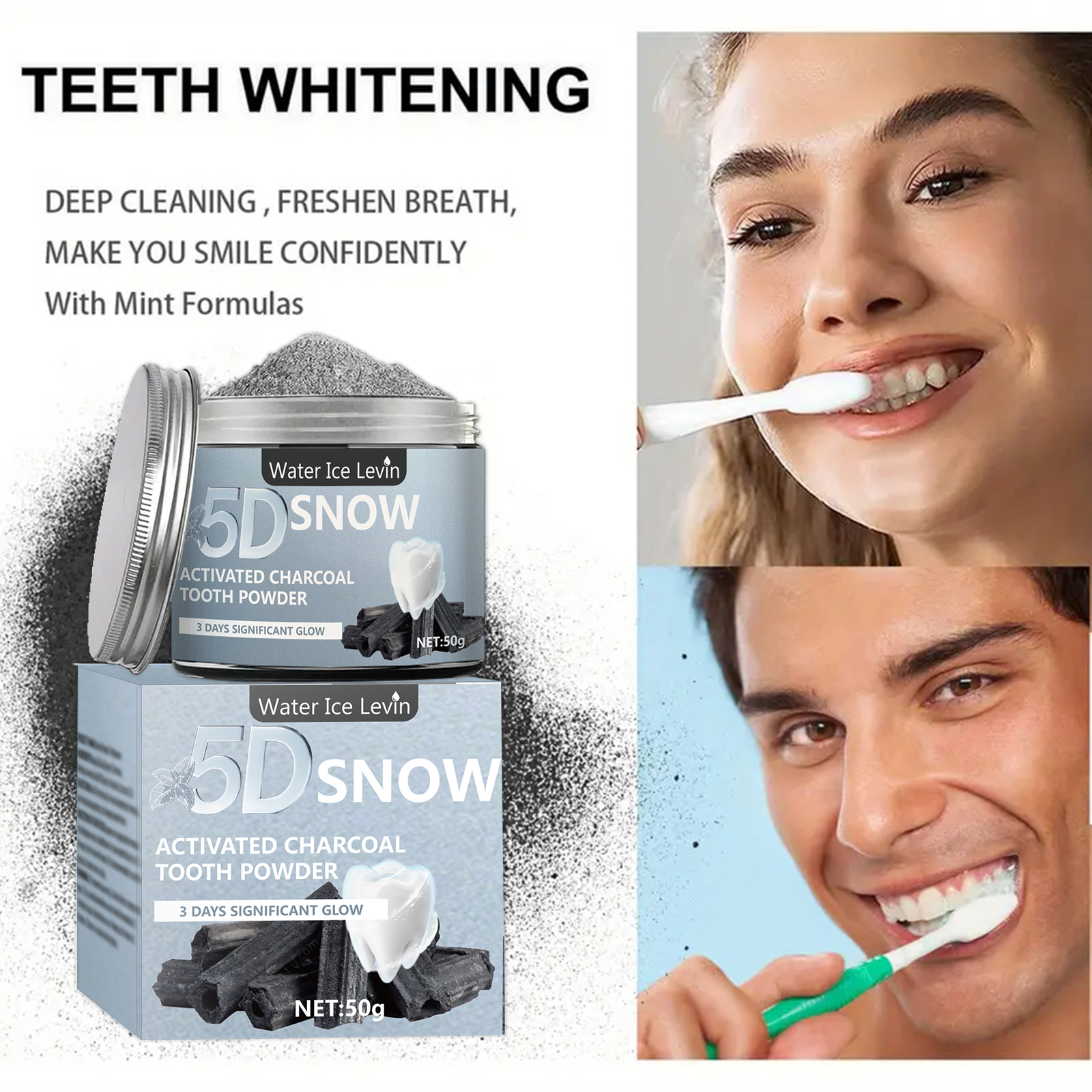 Water Ice Levin 5D Snow Activa - Teeth Whitening Charcoal recensie en prijs
