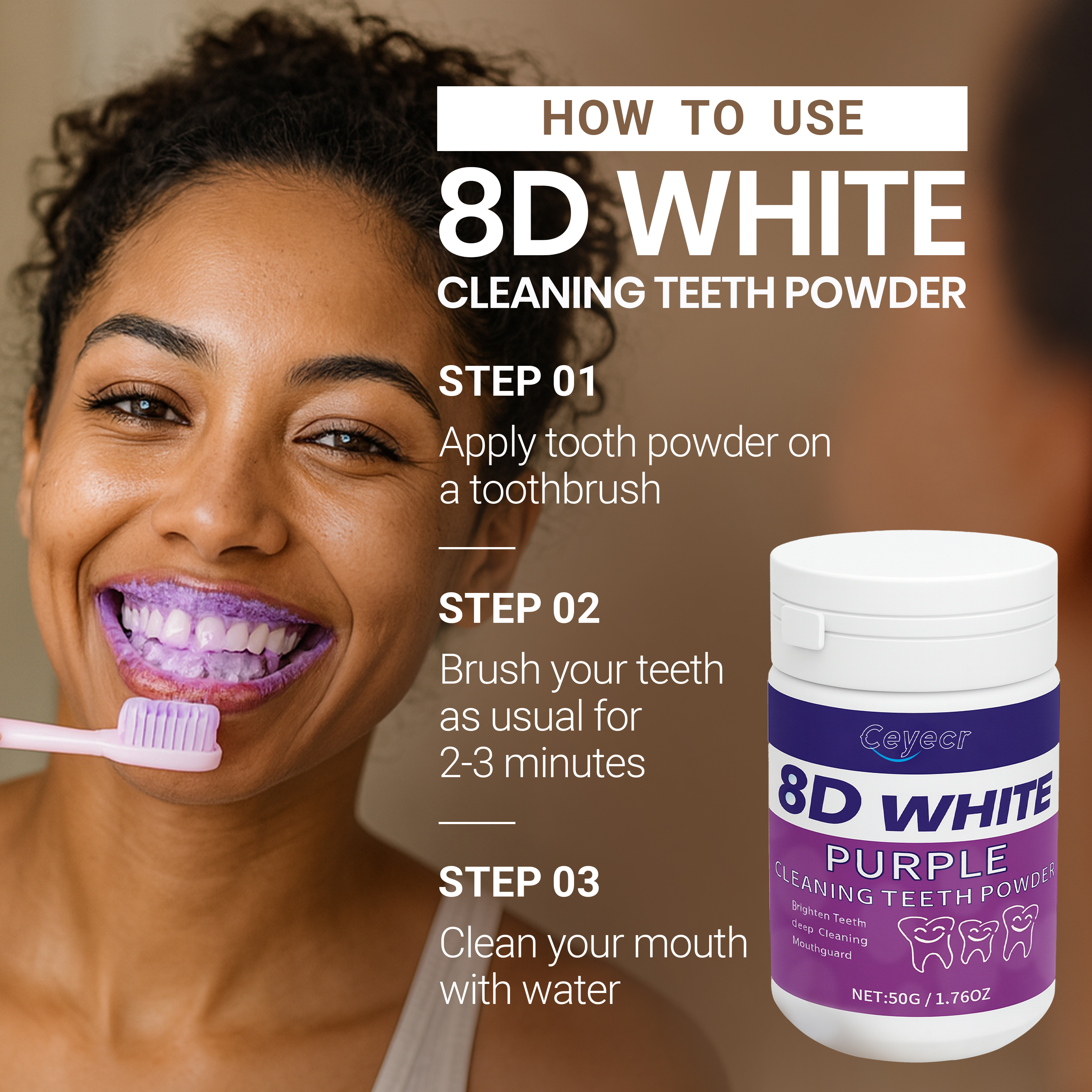 8D white Teeth Whitening Powde - Teeth Whitening Street recensie en prijs