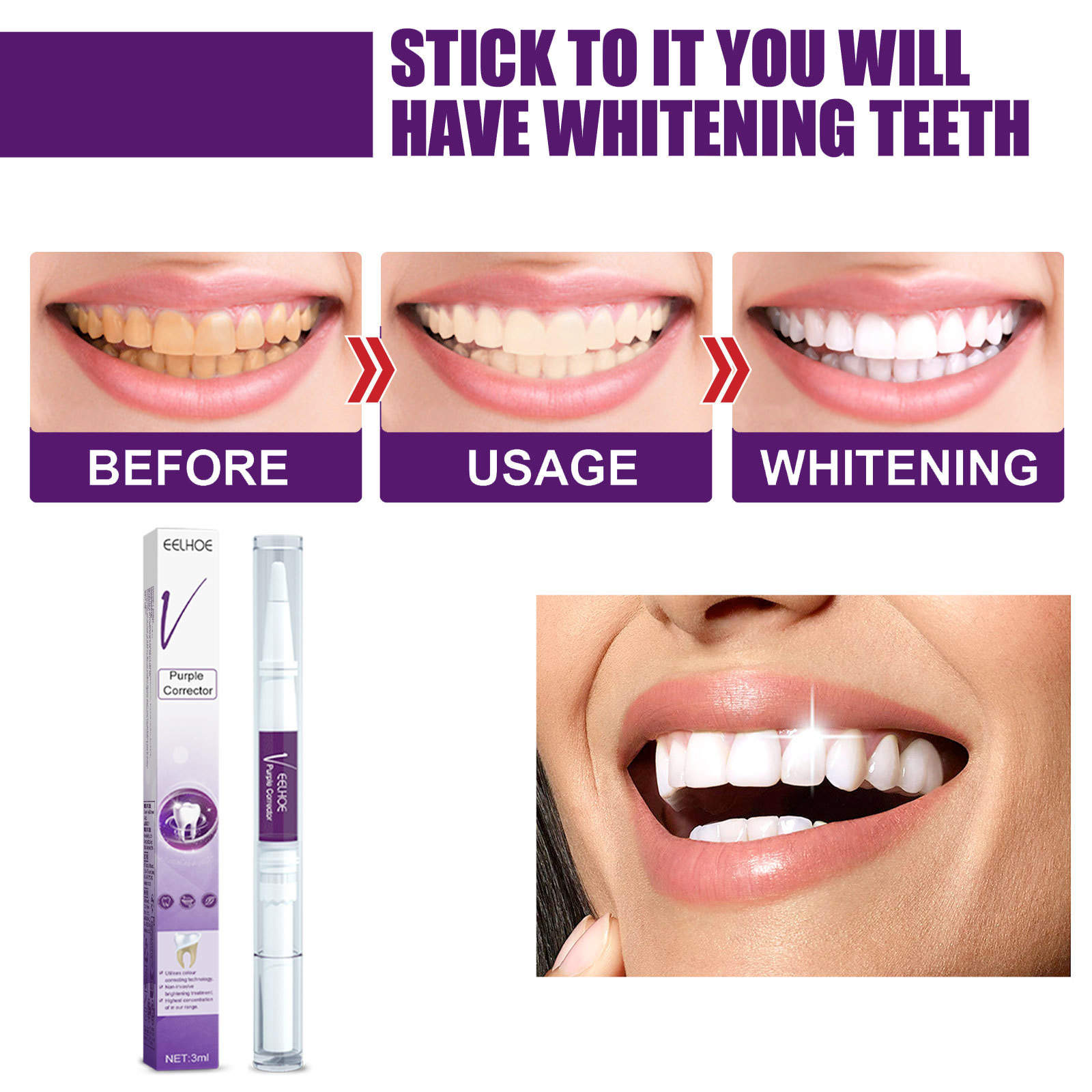 Purple Teeth Whtening Toothpas - Whitening Pen Bleach recensie en prijs